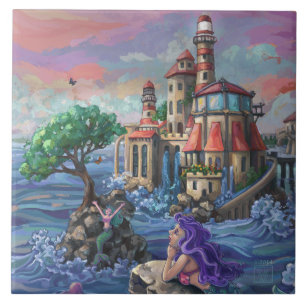 Mermaid Castle Ceramic Tile