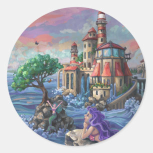 Mermaid Castle Classic Round Sticker