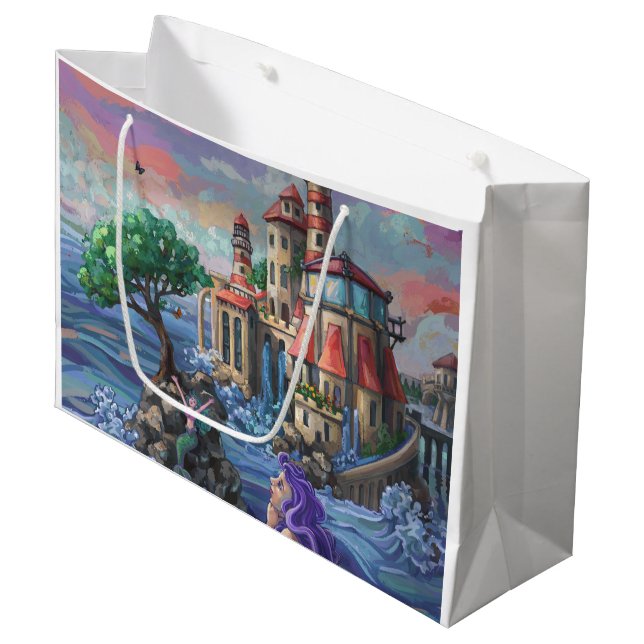 Mermaid Castle Large Gift Bag (Front Angled)