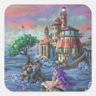 Mermaid Castle Square Sticker
