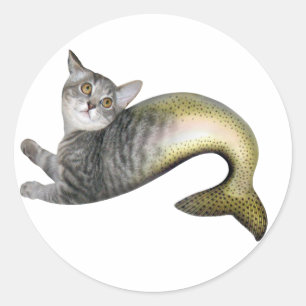 Mermaid Cat Classic Round Sticker