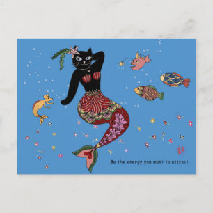 Mermaid cat postcard