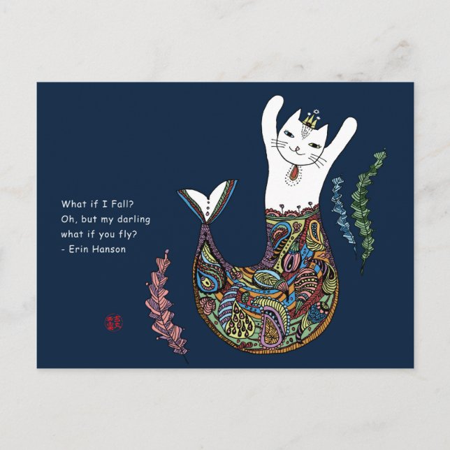 Mermaid cat postcard (Front)