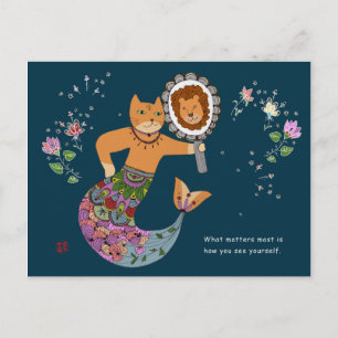 Mermaid cat postcard