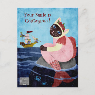 Mermaid cat smiling Postcard