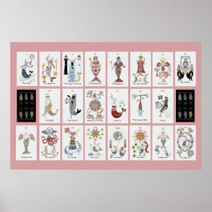 Mermaid cat Tarot Major Arcana Poster