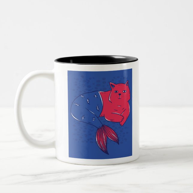 Mermaid Cat Two-Tone Coffee Mug (Left)