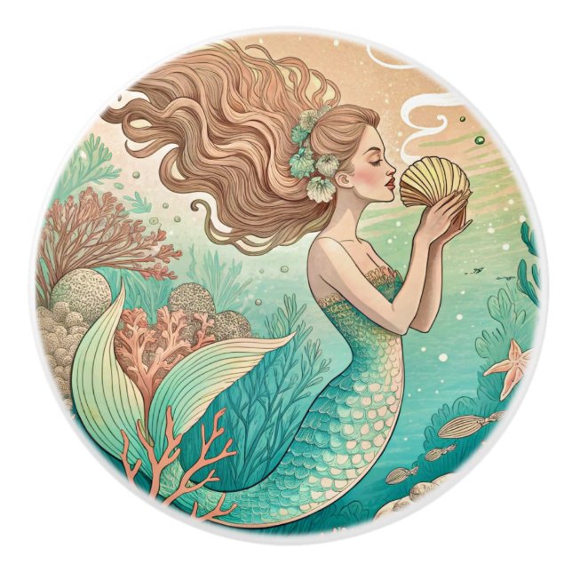Mermaid ceramic drawer knobs (Front)