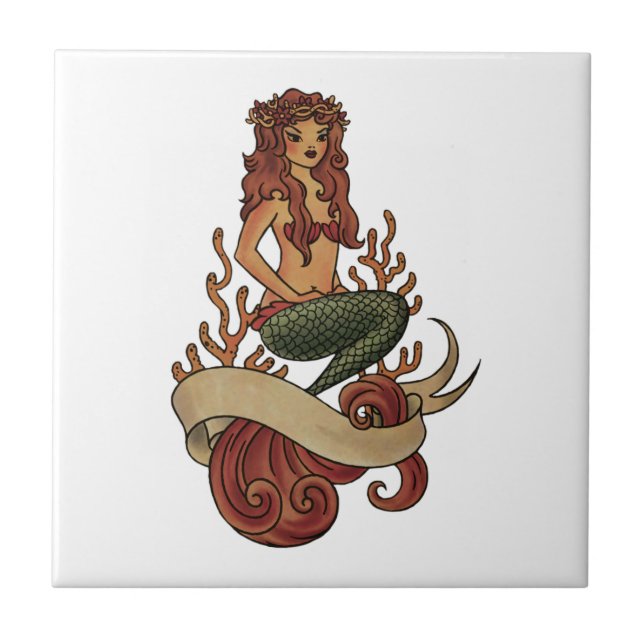 mermaid ceramic tile (Front)