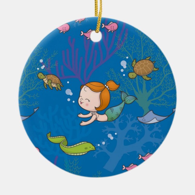 Mermaid Ceramic Tree Decoration (Front)