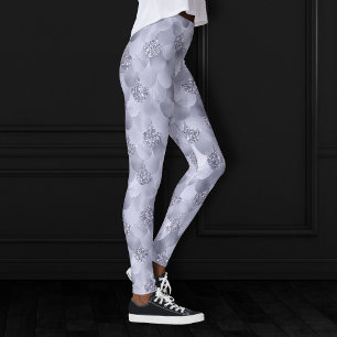 Mermaid Chic Scales Dusty Lavender Purple Lustre Leggings