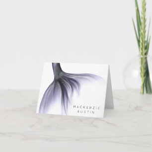 Mermaid Chic Tail   Dusty Lavender Purple Custom Note Card