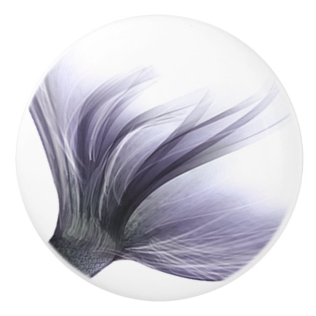 Mermaid Chic Tail | Dusty Lavender Purple Sheen Ceramic Knob (Front)