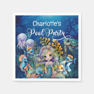 Mermaid Children's Pool Party Napkin