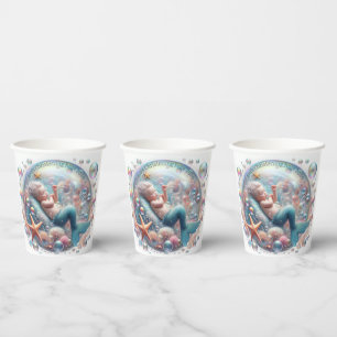 Mermaid Christening Paper Cups