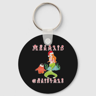 Mermaid Christmas and Funny Penguin Key Ring