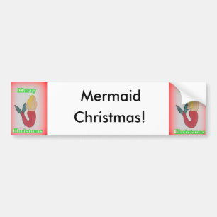 Mermaid Christmas bumper sticker