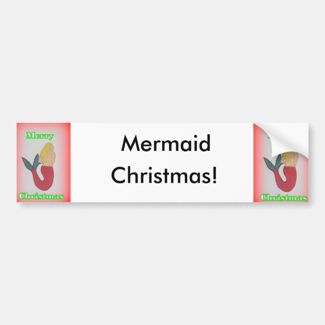 Mermaid Christmas bumper sticker (Front)