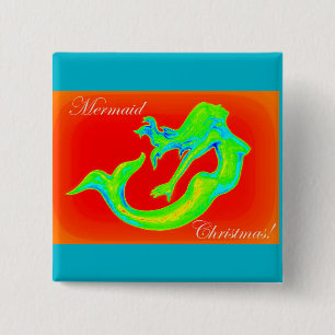 mermaid christmas button