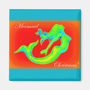 mermaid christmas button magnet
