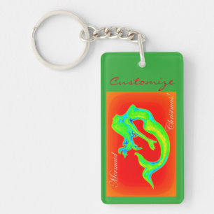 mermaid christmas customised key ring