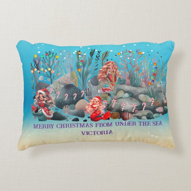 Mermaid Christmas  Decorative Cushion (Front)