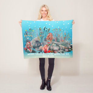 Mermaid Christmas  Fleece Blanket
