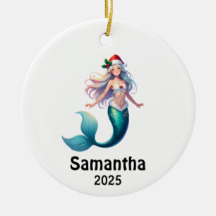 Mermaid Christmas for Kids, Christmas Gift Ceramic Ornament
