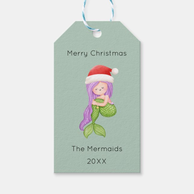 Mermaid Christmas Gift Tags (Front)