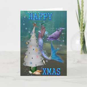 Mermaid Christmas Holiday Card