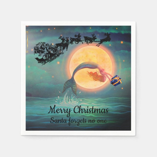 Mermaid Christmas Napkins (Front)