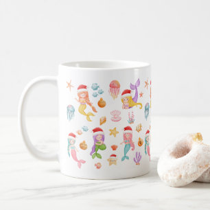 Mermaid Christmas Pattern Coffee Mug