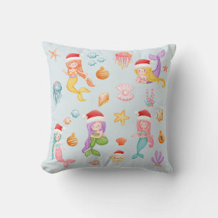 Mermaid Christmas Pattern Cushion