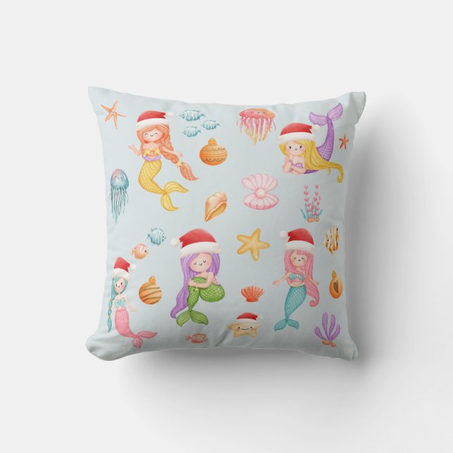Mermaid Christmas Pattern Cushion (Front)
