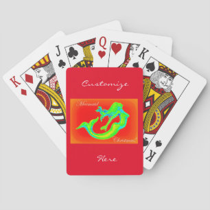 mermaid christmas red playing cards