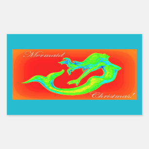 mermaid christmas sticker