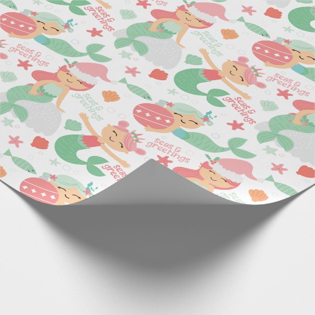 Mermaid Christmas Wrapping Paper (Corner)
