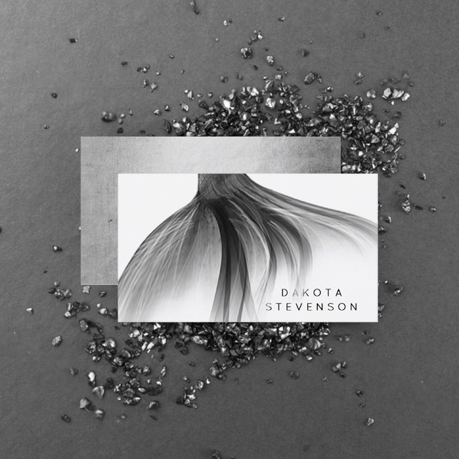 Mermaid Chrome Tail | Silvery Faux Shine Branding Business Card (Creator Uploaded)