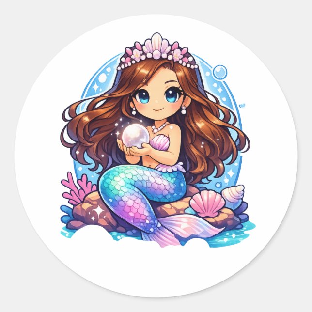 mermaid  classic round sticker (Front)