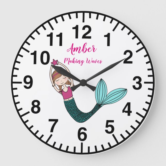 Mermaid Clock personalised name choose mermaid (Front)