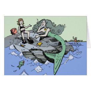 Mermaid coastal cute cartoon beach child art