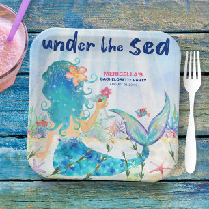 Mermaid Cocktail Under The Sea Beach Bachelorette  Paper Plate