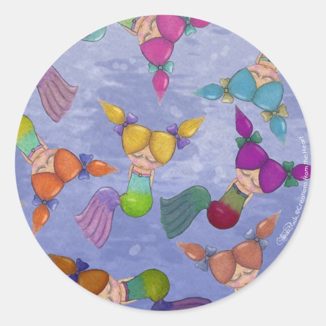 Mermaid Collage Classic Round Sticker (Front)