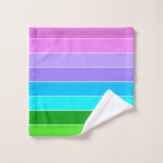 Mermaid Colour Stripes Bath Towel Set (Wash Cloth)