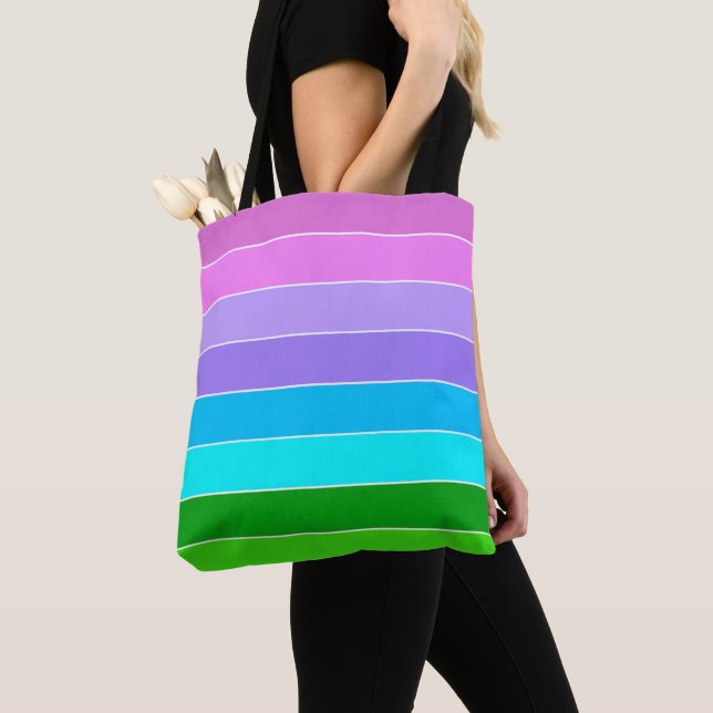 Mermaid Colour Stripes Tote Bag (Close Up)