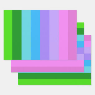 Mermaid Colour Stripes Wrapping Paper Sheet