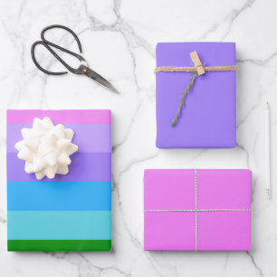 Mermaid Colour Stripes Wrapping Paper Sheet