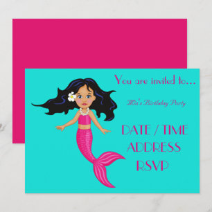 Mermaid colourful girl's birthday party invitation