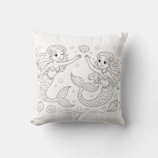 Mermaid Colouring Book Pillow | Kids Room Decor