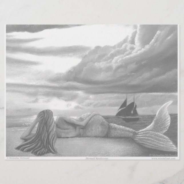 Mermaid Colouring Page (Front)